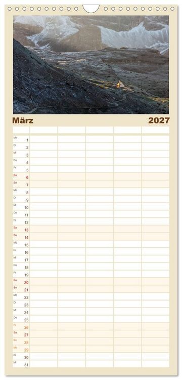 Produktbild: Familienplaner 2027 - Berge. Wege in die Natur mit 5 Spalten (Wandkalender, 21 x 45 cm) CALVENDO