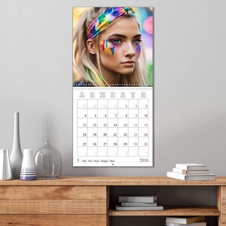 Produktbild: Facial colours - Artistic AI portraits (Wall Calendar 2026 12 &times; 12 Inch) CALVENDO 12 Month Wall Calendar