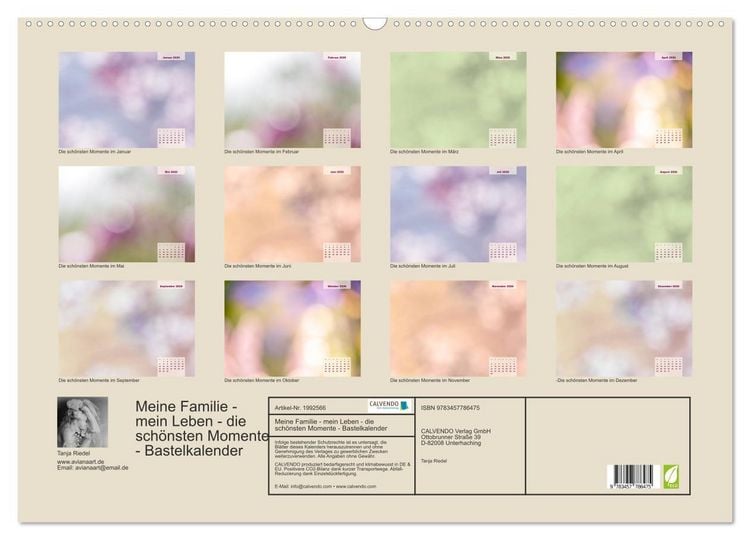 Produktbild: Meine Familie - mein Leben - die sch&ouml;nsten Momente - Bastelkalender (Wandkalender 2026 DIN A2 quer), CALVENDO Monatskalender