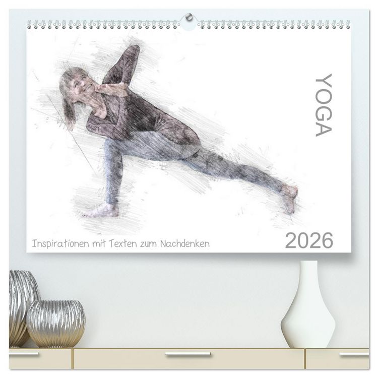 Produktbild: YOGA Inspirationen mit Texten zum Nachdenken (hochwertiger Premium Wandkalender 2026 DIN A2 quer), Kunstdruck in Hochglanz