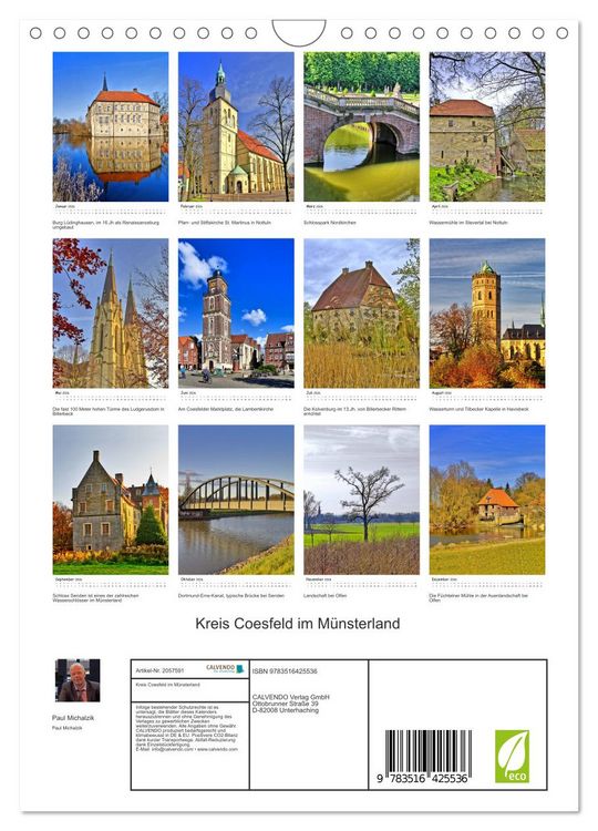 Produktbild: Kreis Coesfeld im M&uuml;nsterland (Wandkalender 2026 DIN A4 hoch), CALVENDO Monatskalender