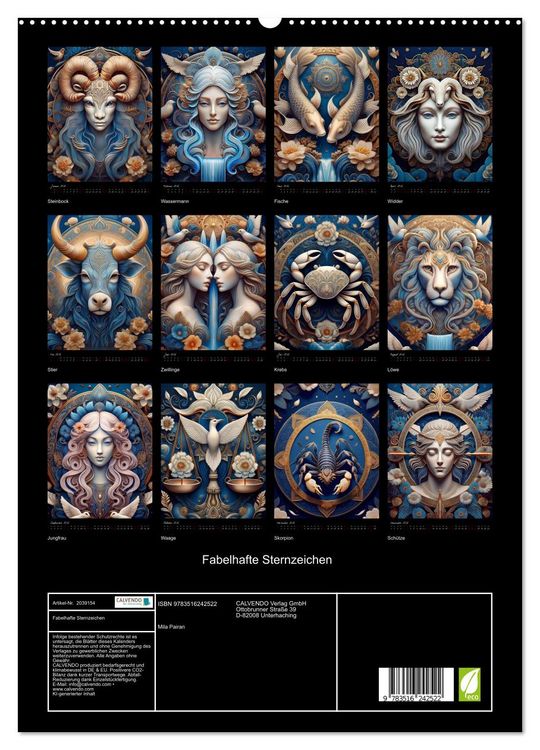 Produktbild: Fabelhafte Sternzeichen (hochwertiger Premium Wandkalender 2026 DIN A2 hoch), Kunstdruck in Hochglanz