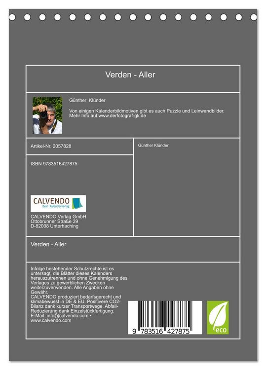 Produktbild: Verden - Aller (Tischkalender 2026 DIN A5 hoch), CALVENDO Monatskalender