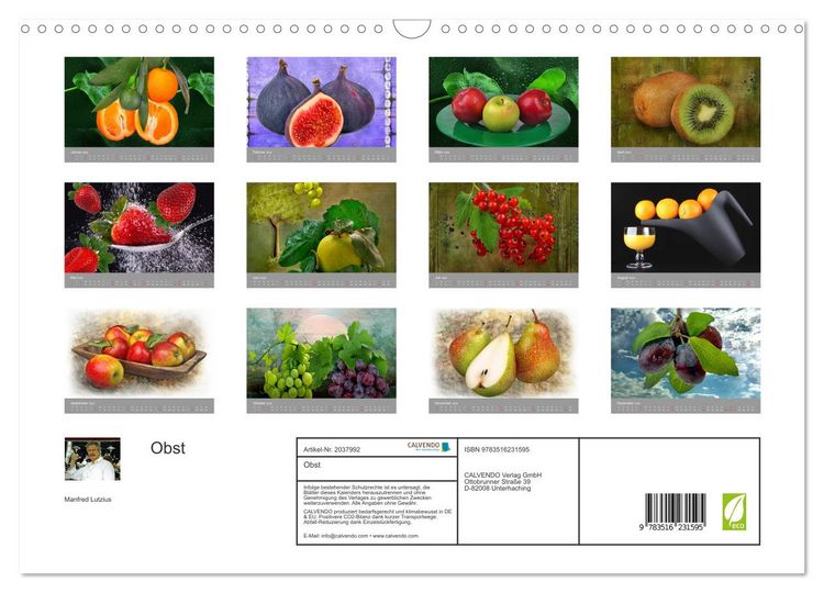 Produktbild: Obst (Wandkalender 2026 DIN A3 quer), CALVENDO Monatskalender