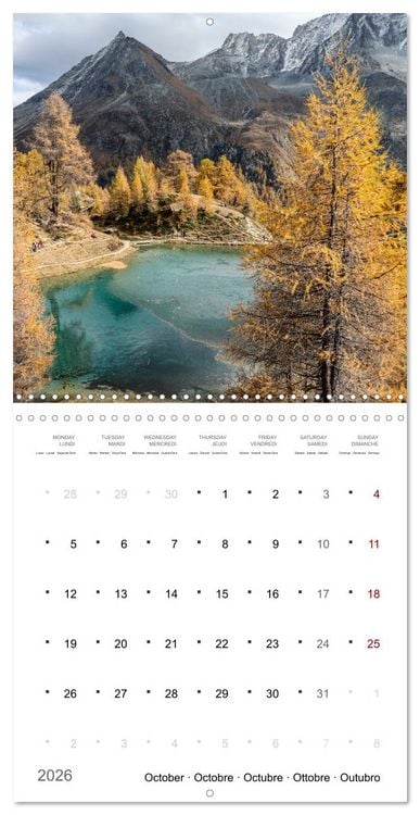 Produktbild: Les merveilles du Valais (Calendrier mural carr&eacute; 2026 30x30 cm) Calendrier double avec une page pour vos prises de notes