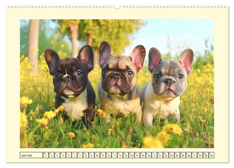 Produktbild: Fledermaus Alarm. Franz&ouml;siche Bulldoggen in der Natur (hochwertiger Premium Wandkalender 2026 DIN A2 quer), Kunstdruck in Hochglanz