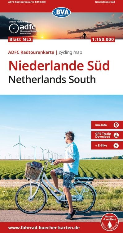 Produktbild: BVA ADFC Radtourenkarte Niederlande S&uuml;d, mit Knotenpunkten 1:150.000