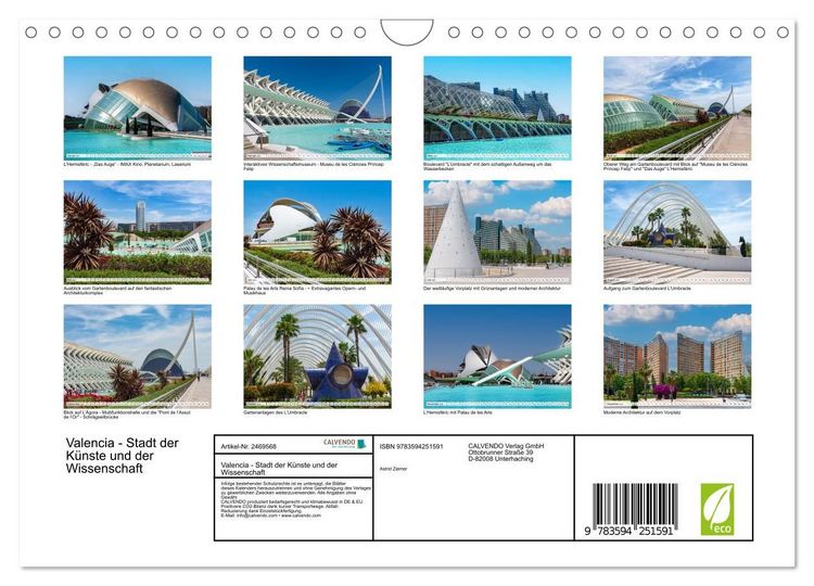 Produktbild: Valencia - Stadt der K&uuml;nste und der Wissenschaft (Wandkalender 2027 DIN A4 quer), CALVENDO Monatskalender