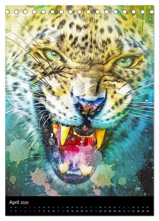 Produktbild: Raubkatzen - Artwork (Tischkalender 2026 DIN A5 hoch), CALVENDO Monatskalender