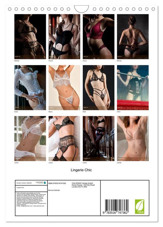 Produktbild: Lingerie Chic (Calendrier mural 2026 DIN A4 horizontal), CALVENDO calendrier mensuel
