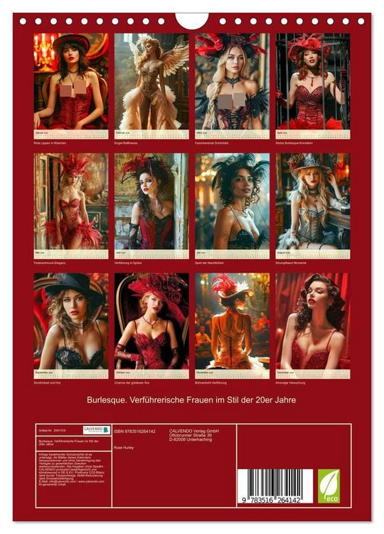 Produktbild: Burlesque. Verf&uuml;hrerische Frauen im Stil der 20er Jahre (Wandkalender 2026 DIN A4 hoch), CALVENDO Monatskalender