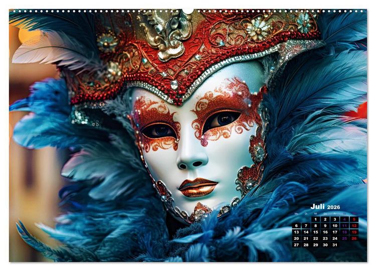Produktbild: MASKEN - poetisch und vertr&auml;umt (Wandkalender 2026 DIN A2 quer), CALVENDO Monatskalender