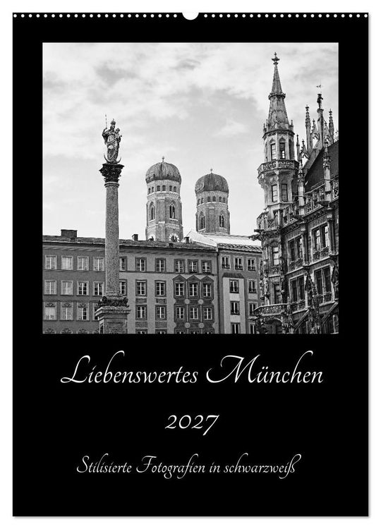 Produktbild: Liebenswertes M&uuml;nchen 2027 - Stilisierte Fotografien in schwarzwei&szlig; (Wandkalender 2027 DIN A2 hoch), CALVENDO Monatskalender