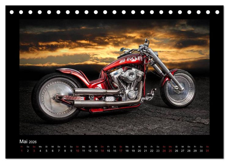 Produktbild: Motorrad-Tr&auml;ume &ndash; Chopper und Custombikes (Tischkalender 2026 DIN A5 quer), CALVENDO Monatskalender
