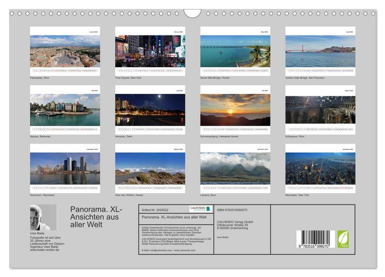 Produktbild: Panorama. XL-Ansichten aus aller Welt (Wandkalender 2026 DIN A3 quer), CALVENDO Monatskalender
