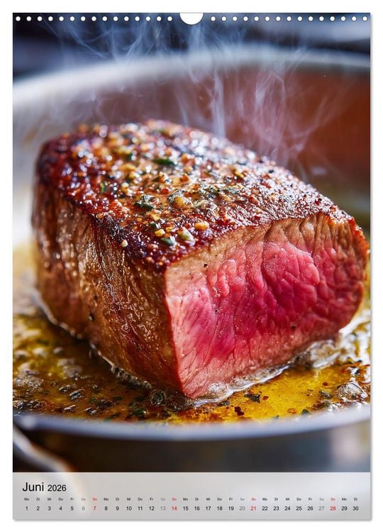 Produktbild: Saftiges Fleisch - Steaks f&uuml;r Genie&szlig;er und Fleischliebhaber (Wandkalender 2026 DIN A3 hoch), CALVENDO Monatskalender