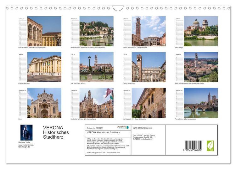 Produktbild: VERONA Historisches Stadtherz (Wandkalender 2026 DIN A3 quer), CALVENDO Monatskalender