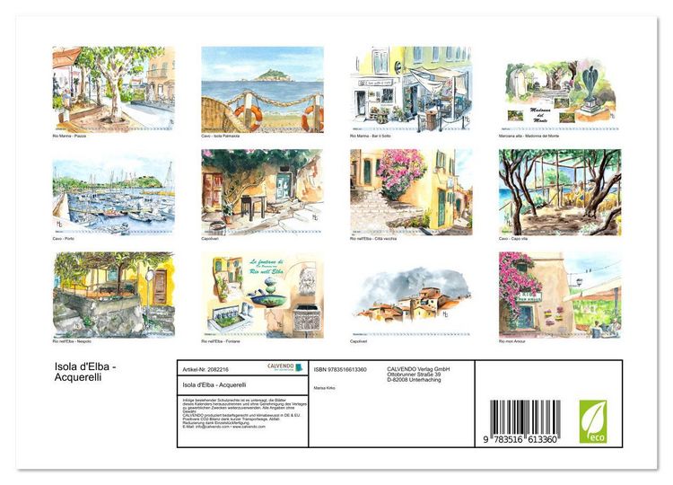 Produktbild: Isola d'Elba - Acquerelli (Wandkalender 2026 DIN A4 quer), CALVENDO Monatskalender