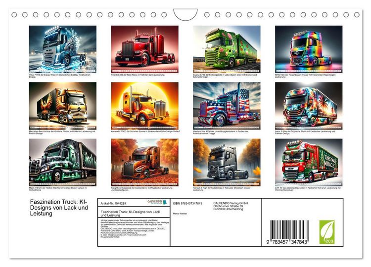 Produktbild: Faszination Truck: KI-Designs von Lack und Leistung (Wandkalender 2026 DIN A4 quer), CALVENDO Monatskalender