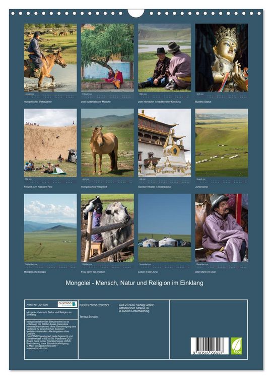 Produktbild: Mongolei - Mensch, Natur und Religion im Einklang (Wandkalender 2026 DIN A3 hoch), CALVENDO Monatskalender