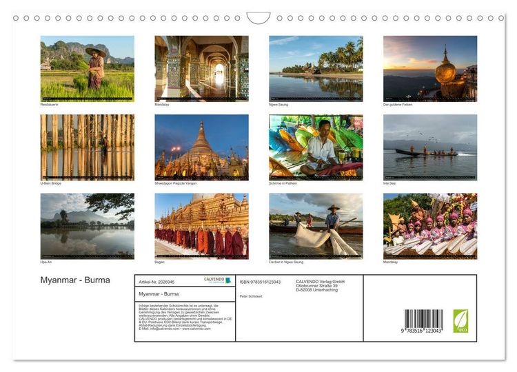 Produktbild: Myanmar - Burma (Wandkalender 2026 DIN A3 quer), CALVENDO Monatskalender