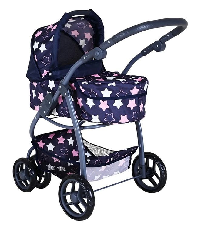 Produktbild: Knorrtoys 90743 - Kombi-Puppenwagen Coco Star Blue Pink, mit Zubeh&ouml;r, umbaubar, Schieberh&ouml;he: 45-80cm
