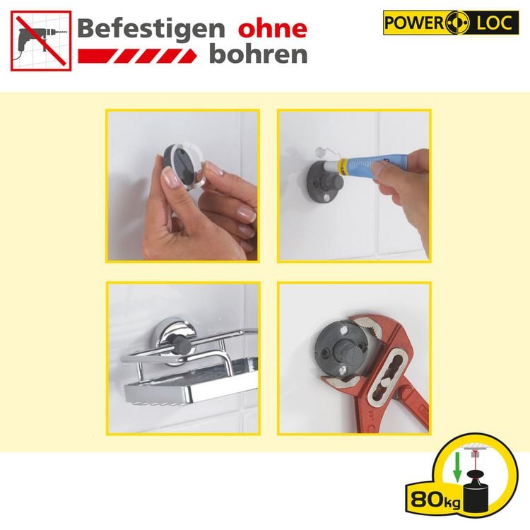 Produktbild: Power-Loc&reg; LED Wandspiegel Aura, Befestigen ohne bohren