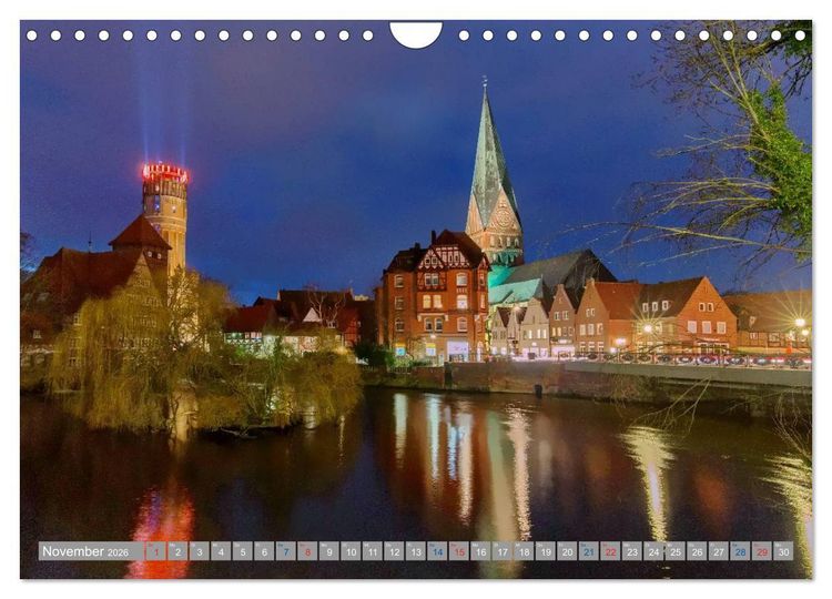 Produktbild: L&uuml;neburg - Eine mittelalterliche und romantische Hansestadt (Wandkalender 2026 DIN A4 quer), CALVENDO Monatskalender