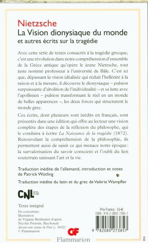 Produktbild: La vision dionysiaque du monde : et autres &eacute;crits sur la trag&eacute;die