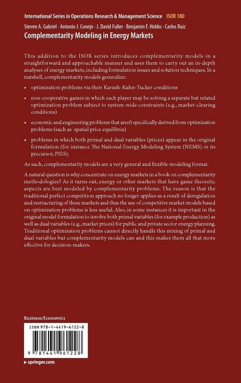 Produktbild: Complementarity Modeling in Energy Markets