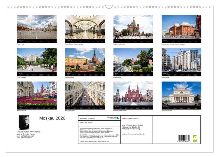 Produktbild: Moskau 2026 (Wandkalender 2026 DIN A2 quer), CALVENDO Monatskalender