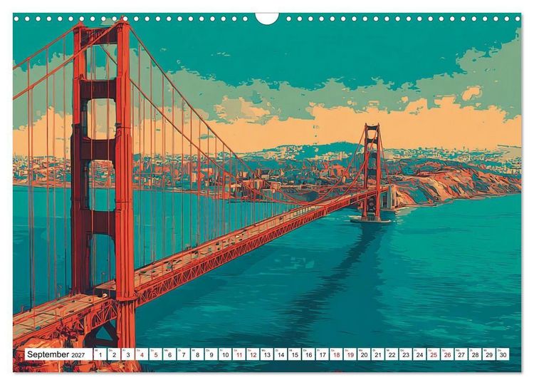 Produktbild: Die Golden Gate Bridge - Ikone am Pazifik (Wandkalender 2027 DIN A3 quer), CALVENDO Monatskalender