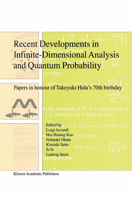 Produktbild: Recent Developments in Infinite-Dimensional Analysis and Quantum Probability