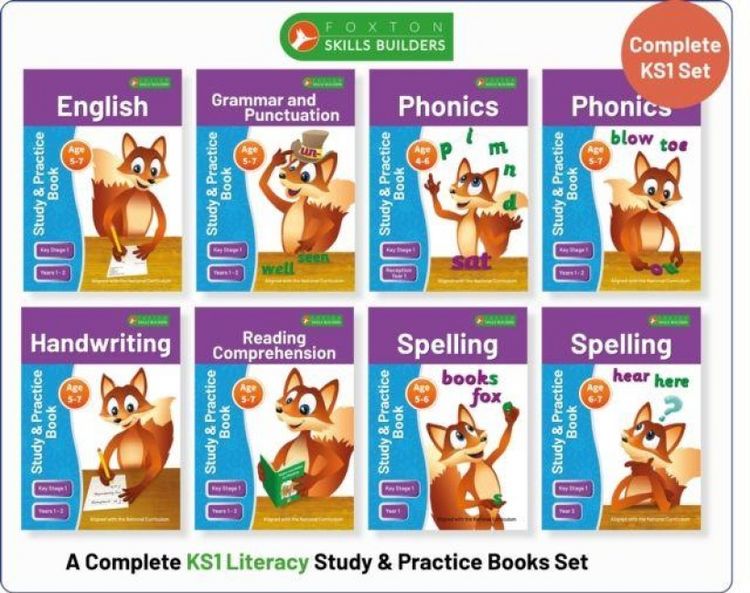 Produktbild: Complete Key Stage 1 Literacy Study & Practice Books - 8-book bundle! English, Phonics, Spelling, Handwriting, Reading Comprehension for AGES 4 - 7