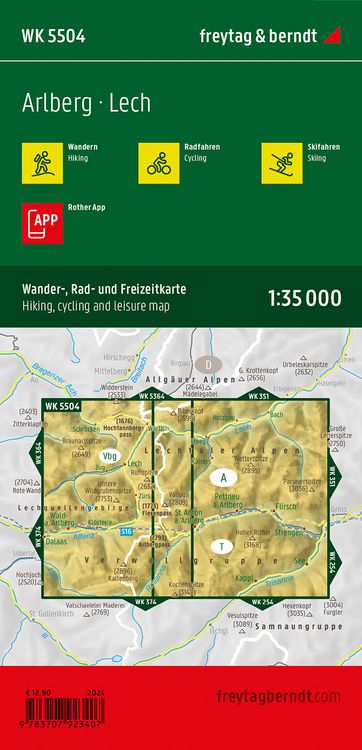 Produktbild: Freytag & berndt Wanderkarte WK 5504 Arlberg, Lech 1:35.000