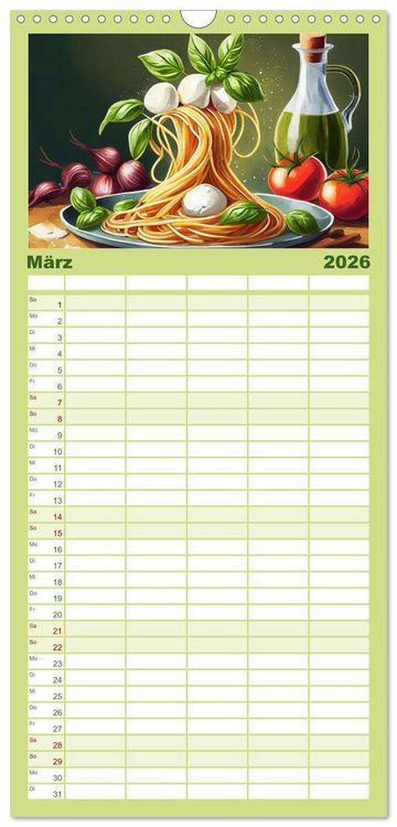 Produktbild: Familienplaner 2026 - Nudel Varianten mit 5 Spalten (Wandkalender, 21 x 45 cm) CALVENDO