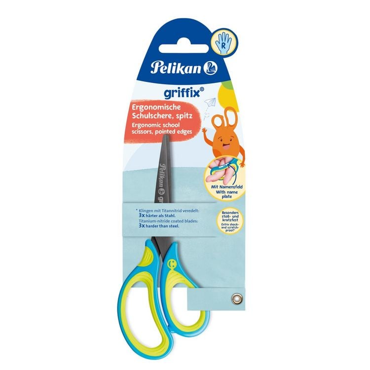 Produktbild: Pelikan Schere griffix Schule, Neon Fresh Blue, Rechtsh&auml;nder, Spitz 15cm