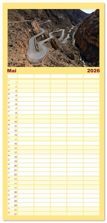 Produktbild: Familienplaner 2026 - Marokko, ein lebendiges Mosaik voller Farben. mit 5 Spalten (Wandkalender, 21 x 45 cm) CALVENDO