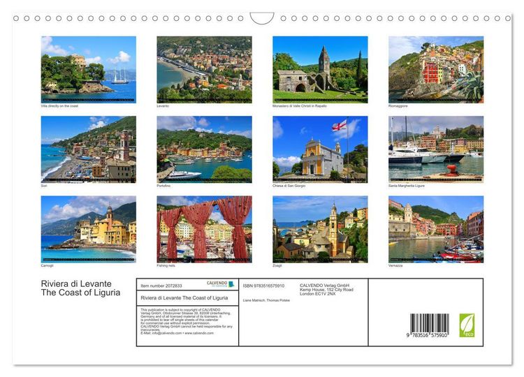 Produktbild: Riviera di Levante The Coast of Liguria (Wall Calendar 2026 DIN A3 landscape), CALVENDO 12 Month Wall Calendar
