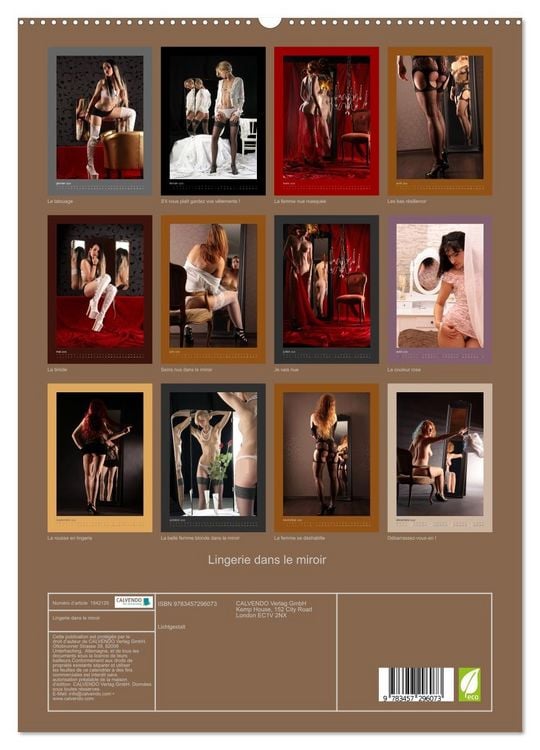Produktbild: Lingerie dans le miroir (Calendrier mural 2026 DIN A2 horizontal) calendrier de bureau