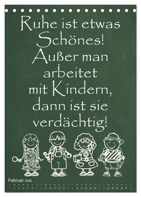 Produktbild: Coole Lehrerspr&uuml;che (Tischkalender 2026 DIN A5 hoch), CALVENDO Monatskalender