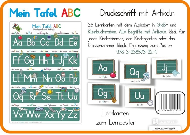 Produktbild: Mein Tafel ABC in Druckschrift mit Artikeln