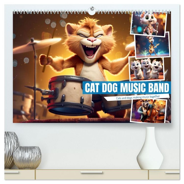 Produktbild: Cat dog music band (High Quality Premium Wall Calendar 2026 DIN A2 landscape),CALVENDO 12 Month Wall Calendar