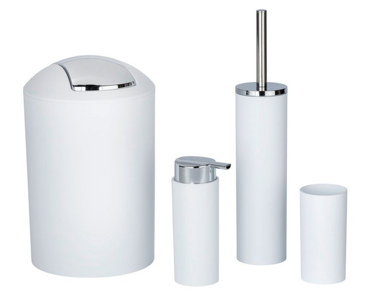 Produktbild: Bad Accessoire Set Mod. Calvo wei&szlig; matt, 4 tlg., Seifenspender, Zahnputzbecher, Toilettenb&uuml;rste &