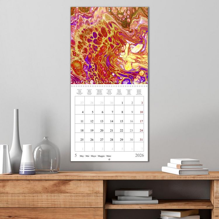 Produktbild: Explosion of colours - colourful Acrylic Pouring Paintings (Wall Calendar 2026 12 &times; 12 Inch) CALVENDO 12 Month Wall Calendar