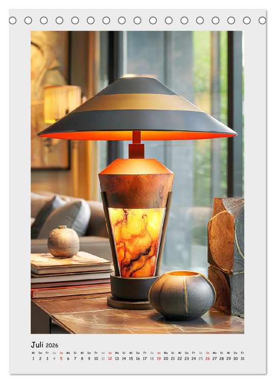 Produktbild: Lichtmomente. Elegante Tischlampen im modernen Wohnambiente (Tischkalender 2026 DIN A5 hoch), CALVENDO Monatskalender