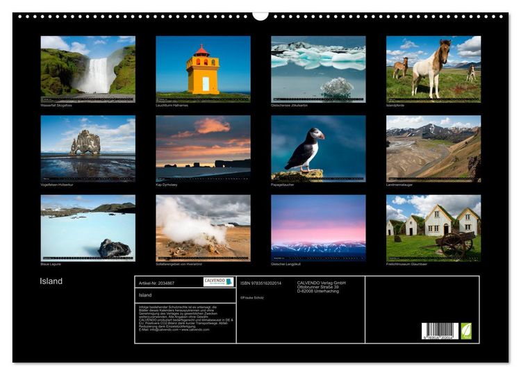 Produktbild: Island (Wandkalender 2026 DIN A2 quer), CALVENDO Monatskalender