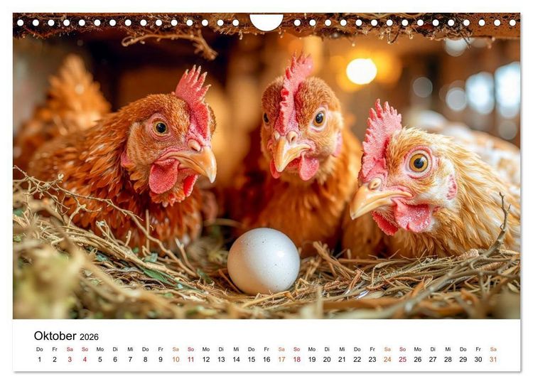 Produktbild: H&uuml;hner - gefiedert durchs Jahr (Wandkalender 2026 DIN A4 quer), CALVENDO Monatskalender