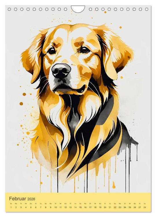 Produktbild: Golden Retriever. Kunstvolle Portr&auml;ts des beliebten Hundes (Wandkalender 2026 DIN A4 hoch), CALVENDO Monatskalender