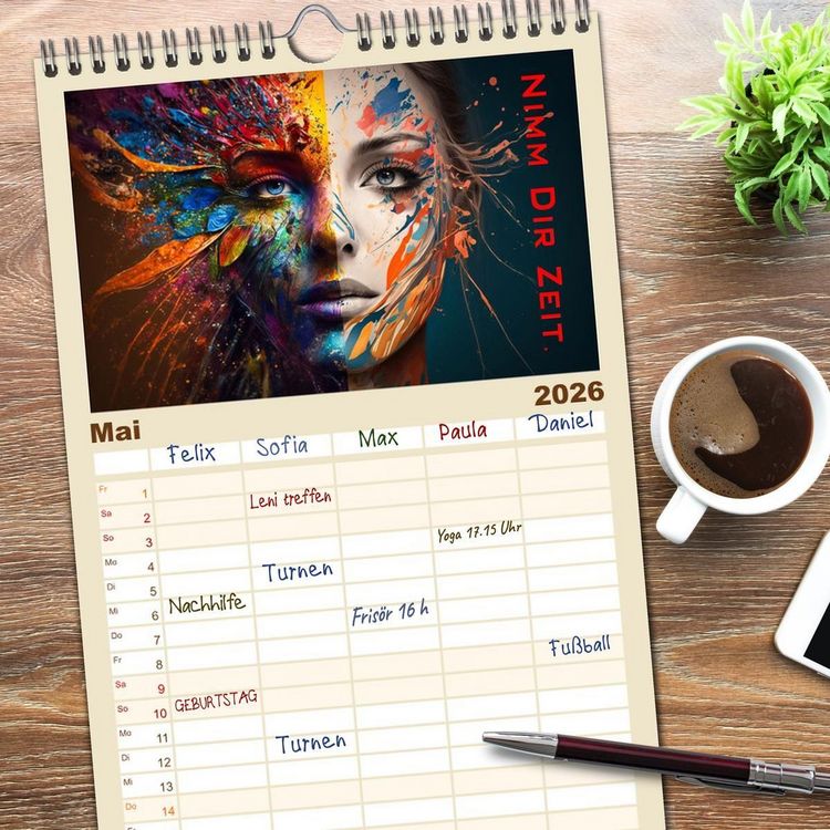 Produktbild: Familienplaner 2026 - Inneres Gleichgewicht mit 5 Spalten (Wandkalender, 21 x 45 cm) CALVENDO